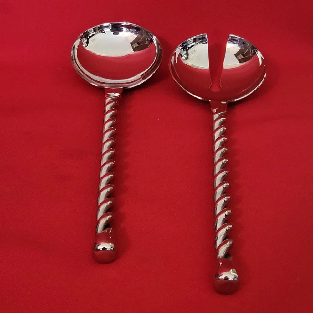 Stainless Steel Pasta Salad Spoon Fork Utensils Twisted Handles